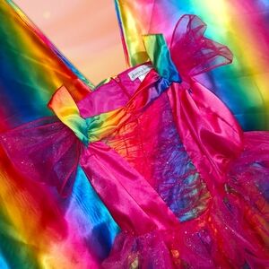 Girls CHASING FIREFLIES Rainbow Fairy Princess Dress / Wings - Size 8